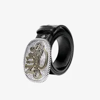 Nike Country чоловічі Plaque Buckle Embossed Leather Belt колір чорний