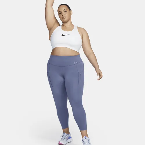 Nike Go женская Firm-Support С высокой Талией 7/8 лосины с карманами(большие размеры) синий