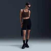 Nike Zenvy жіноча Medium-Support Padded Longline Sports Bra колір коричневий