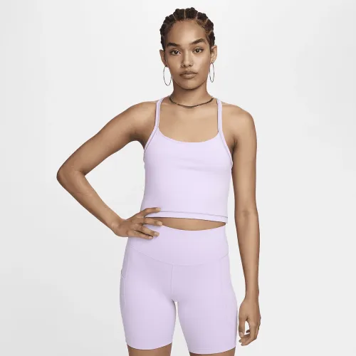 Nike One Fitted жіноча Dri-FIT Cropped Tank Top колір фіолетовий