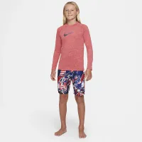Nike Heather Big детские (для мальчиков) Long-Sleeve Hydroguard Swim Shirt цвет красный