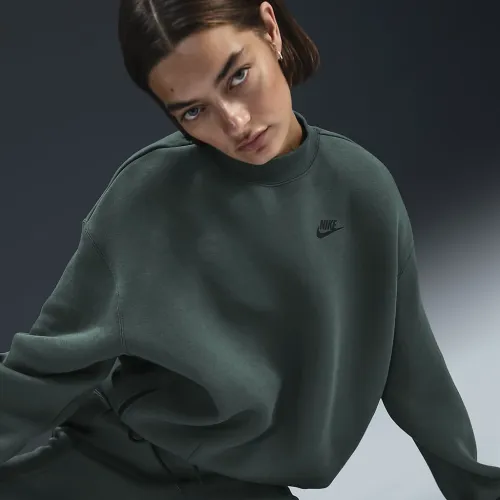 Nike Sportswear Tech Fleece женская оверсайз Crew-Neck свитшот цвет зеленый