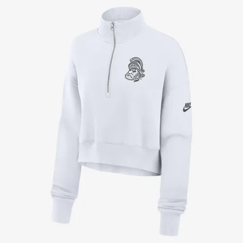Michigan State Spartans Legacy Elevated Logo женская Nike College Cropped 1/4-Zip Crew цвет белый