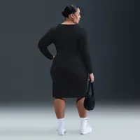 Nike Sportswear Chill Knit жіноча Tight Long-Sleeve Midi Mini-Rib Костюм (великі розміри) колір чорний