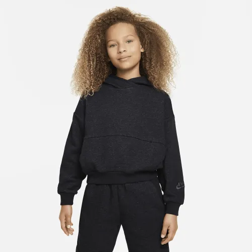 Nike Icon Fleece Big детские оверсайз Pullover Толстовка с капюшоном цвет черный