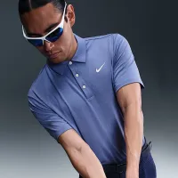 Nike Tour чоловічі Dri-FIT Heatheколір червоний для гольфу Polo блакитний