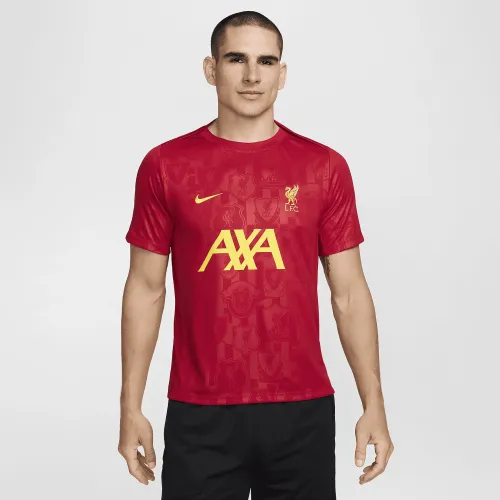 Liverpool FC Academy Pro мужские Nike Dri-FIT Soccer Pre-Match Short-Sleeve Top цвет красный