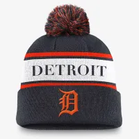 Detroit Tigers Team Stripe Peak мужские Nike MLB Cuffed Pom Beanie синий