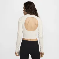 Nike Sportswear Chill Knit женская Slim Long-Sleeve Cropped Sweater 1/2-Zip Top цвет коричневый