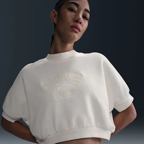 Nike Sportswear Collection жіноча Crew-Neck Short-Sleeve Cropped French Terry Top колір білий