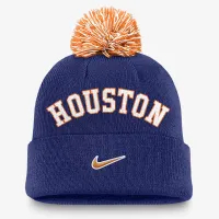 Houston Astros Peak мужские Nike MLB Cuffed Pom Beanie синий