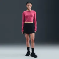 Nike Sportswear Chill Knit жіноча Slim Long-Sleeve Cropped Top колір фіолетовий