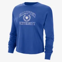 Hampton женская Nike College Boxy Long-Sleeve футболка синий
