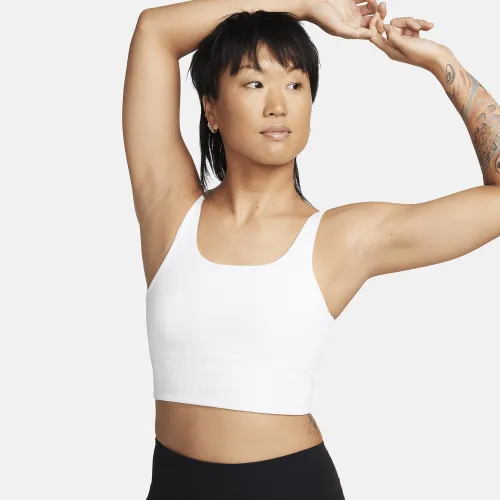 Nike Zenvy Rib женская Light-Support Non-Padded Longline Sports Bra цвет белый