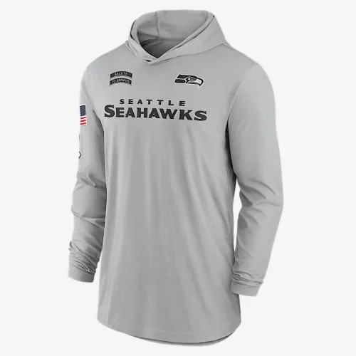 Seattle Seahawks Salute to Service Edge Mascot Lockup Men’s Nike Dri-FIT NFL Long-Sleeve Hooded Top колір сірий