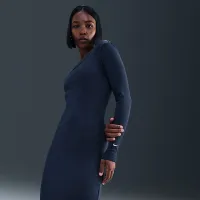 Nike Sportswear Chill Knit женская Tight Long-Sleeve Midi Mini-Rib Костюм синий
