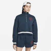 Nike Sportswear Phoenix Fleece Heritage женская оверсайз 1/2-Zip Crop свитшот синий