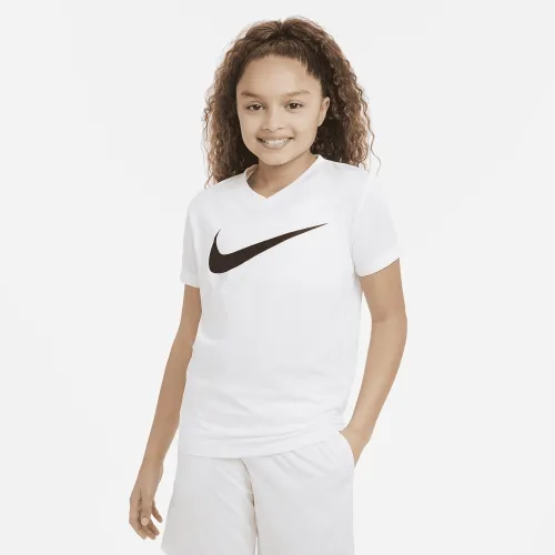 Nike Dri-FIT Legend Big дитячі (Girls') V-Neck тренувальні футболка колір білий