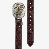 Nike Country мужские Plaque Buckle Embossed Leather Belt цвет коричневый
