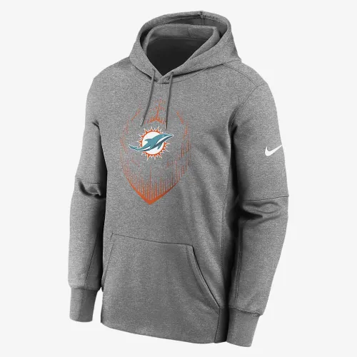 Miami Dolphins Icon Men’s Nike Therma NFL Pullover Толстовка з капюшоном колір сірий