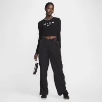 Nike Sportswear Chill Knit женская Slim Long-Sleeve Cropped Graphic Tee цвет черный