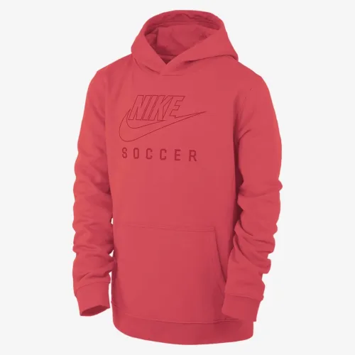 Nike Swoosh Club Fleece Big детские Soccer Pullover Толстовка с капюшоном цвет красный