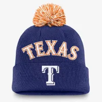 Texas Rangers Peak мужские Nike MLB Cuffed Pom Beanie синий