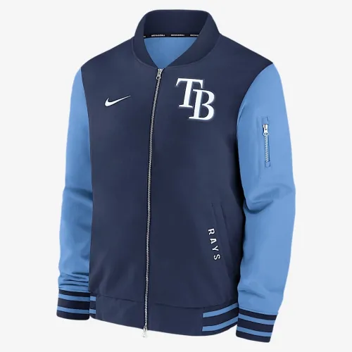 Tampa Bay Rays Authentic Collection Dugout чоловічі Nike MLB Full-Zip Bomber Куртка блакитний