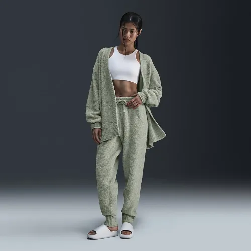 Nike Sportswear Phoenix Cozy Букле женская С высокой Талией оверсайз Knit Pants цвет зеленый