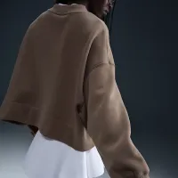 Nike Sportswear Phoenix Fleece женская Over-оверсайз Graphic Cardigan цвет коричневый
