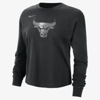 Chicago Bulls Courtside женская Nike NBA Shine Boxy Long-Sleeve футболка цвет черный