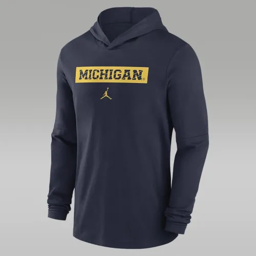 Michigan Wolverines Sideline мужские Nike Dri-FIT College Long-Sleeve Hooded Top синий
