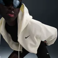 Nike Sportswear Phoenix Fleece женская Loose Cropped Full-Zip Толстовка с капюшоном цвет белый