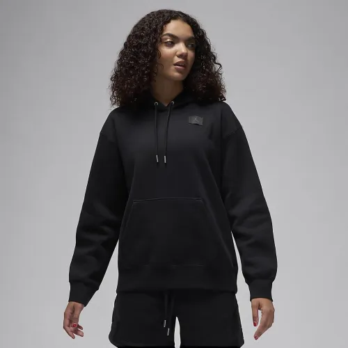 Nike Jordan Flight Fleece женская Satin-Lined Pullover Толстовка с капюшоном цвет черный