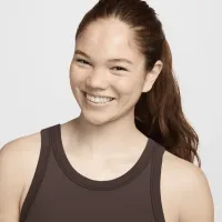 Nike One Fitted женская Dri-FIT Strappy Cropped Tank Top цвет коричневый