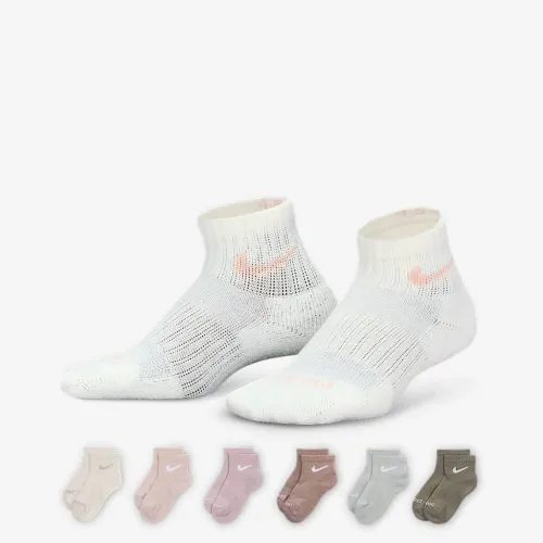 Nike Dri-FIT Performance Basics Little дитячі Quarter шкарпетки (6 пар) колір білий
