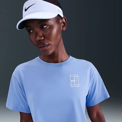 Nike Slam женская Dri-FIT Short-Sleeve Cropped Tennis футболка синий