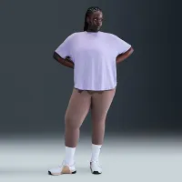 Nike One Relaxed жіноча Dri-FIT Short-Sleeve Top (великі розміри) колір фіолетовий