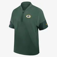 цвет зеленый Bay Packers Sideline Coach мужские Nike NFL 1/2-Zip Short-Sleeve Hooded Куртка цвет зеленый