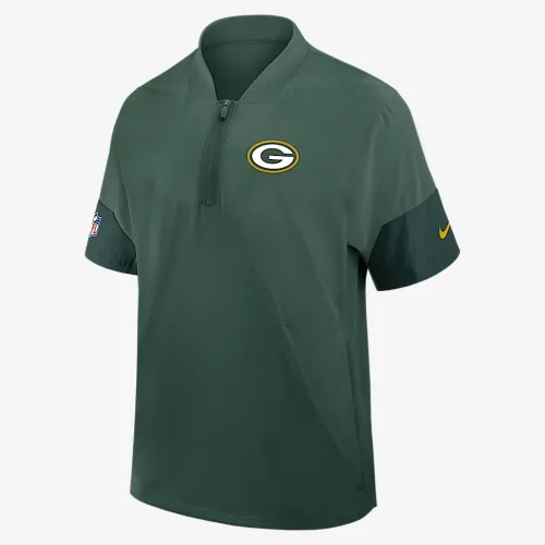 цвет зеленый Bay Packers Sideline Coach мужские Nike NFL 1/2-Zip Short-Sleeve Hooded Куртка цвет зеленый