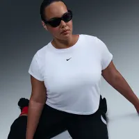Nike Sportswear Chill Knit женская Cropped футболка (большие размеры) цвет белый