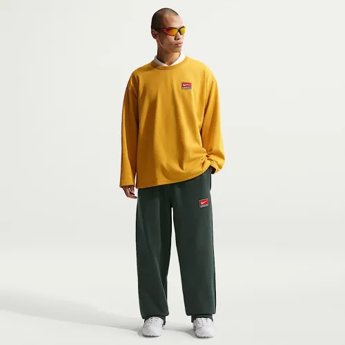 Nike Solo Swoosh мужские Fleece Open-Hem Pants цвет зеленый
