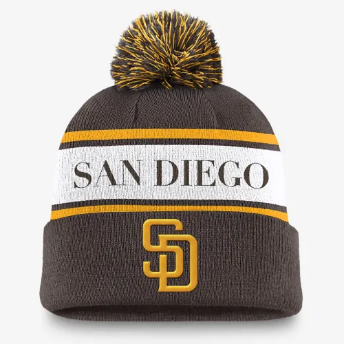 San Diego PaКостюм Team Stripe Peak чоловічі Nike MLB Cuffed Pom Beanie колір коричневий