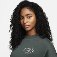 Nike Sportswear Phoenix Fleece женская оверсайз Cropped Crew-Neck свитшот цвет зеленый