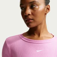 Nike Sportswear женская Tight Long-Sleeve Ribbed футболка цвет фиолетовый