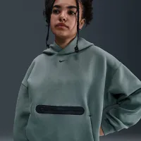 Nike Sportswear Tech Fleece Big детские (для мальчиков) оверсайз Pullover Толстовка с капюшоном цвет серый