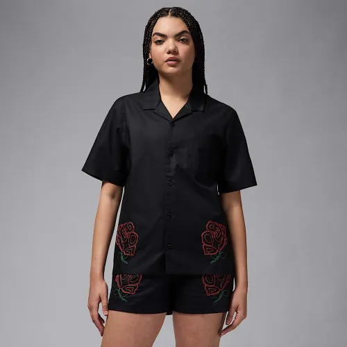 Nike Jordan жіноча Short-Sleeve Woven Top колір чорний