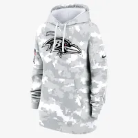 Baltimore Ravens Salute to Service Primary Edge Club жіноча Nike NFL Pullover Толстовка з капюшоном колір білий