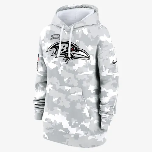 Baltimore Ravens Salute to Service Primary Edge Club женская Nike NFL Pullover Толстовка с капюшоном цвет белый