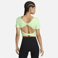 Nike One Classic жіноча Dri-FIT Short-Sleeve Cropped Twist Top колір зелений